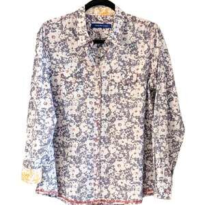 Georg Roth Floral Button Down Shirt M 100% Cotton Contrast Cuffs Boho Western
